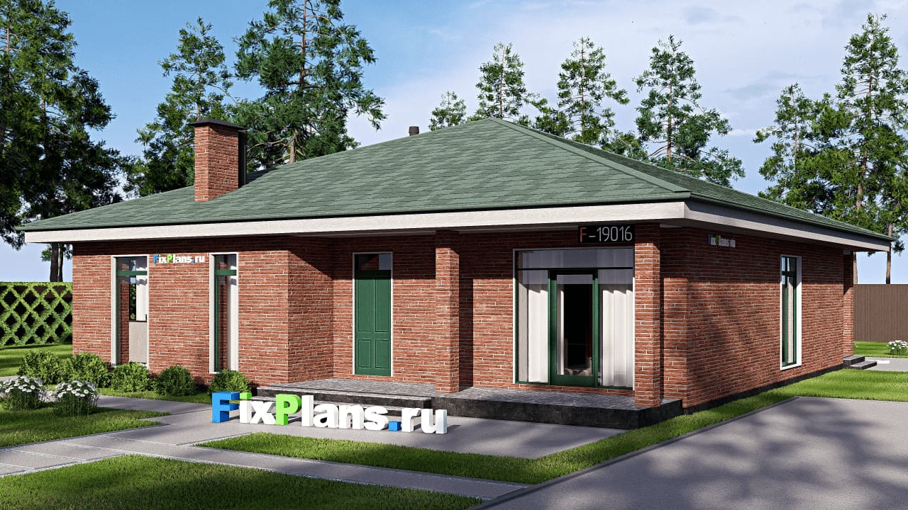 Одноэтажный дом F-19016 — фасад