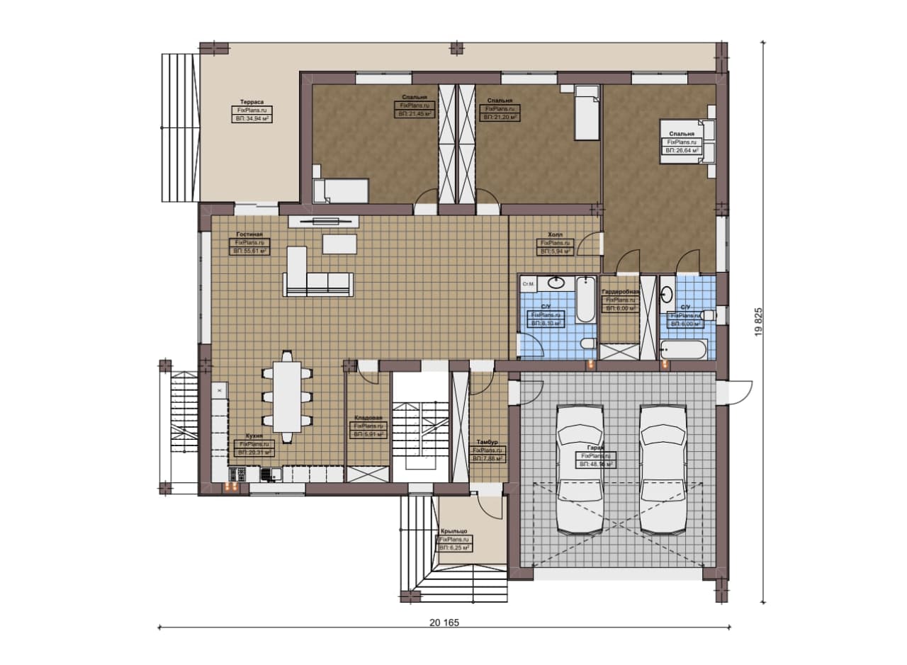 Планировка Одноэтажный дом F-19061