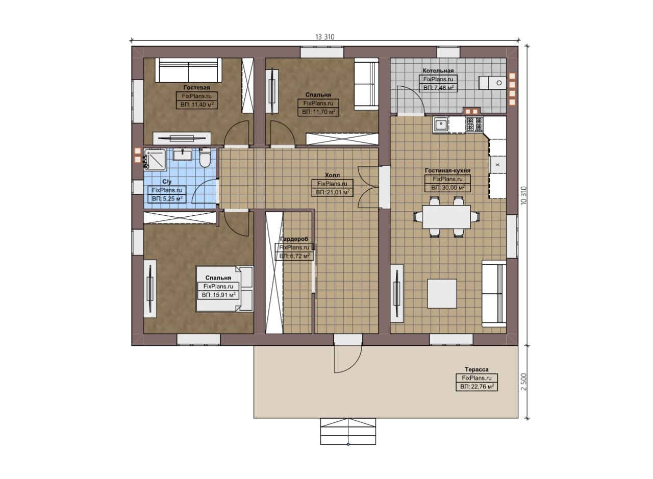 Планировка Одноэтажный дом F-4337